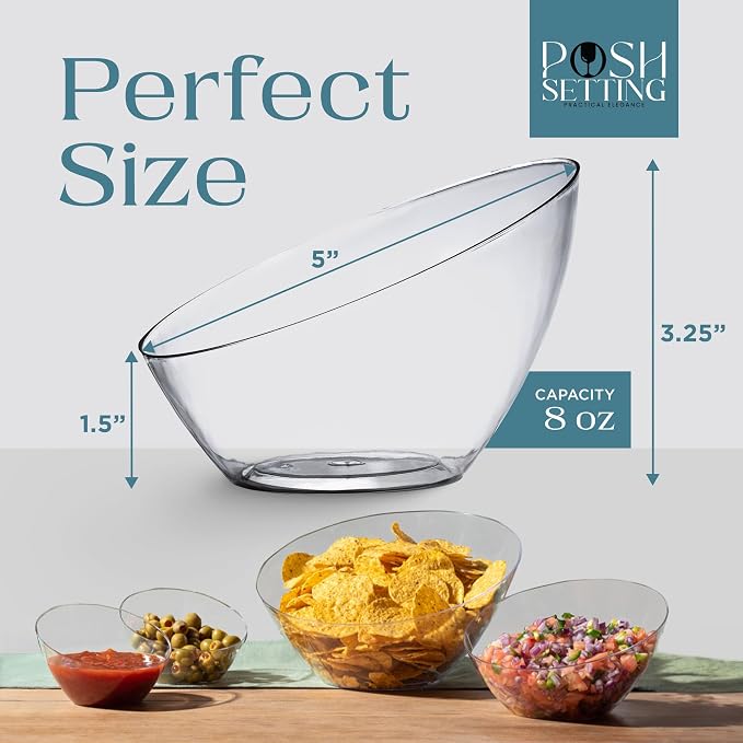 5 Pack Clear Angled Plastic Serving Bowls Disposable - Image 4