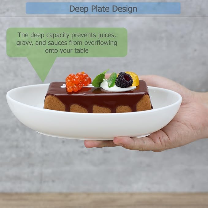 EIKS Ceramic Deep Plates Oval Shaped Dishes, Size of L8.1 x W5.7 | - Image 2