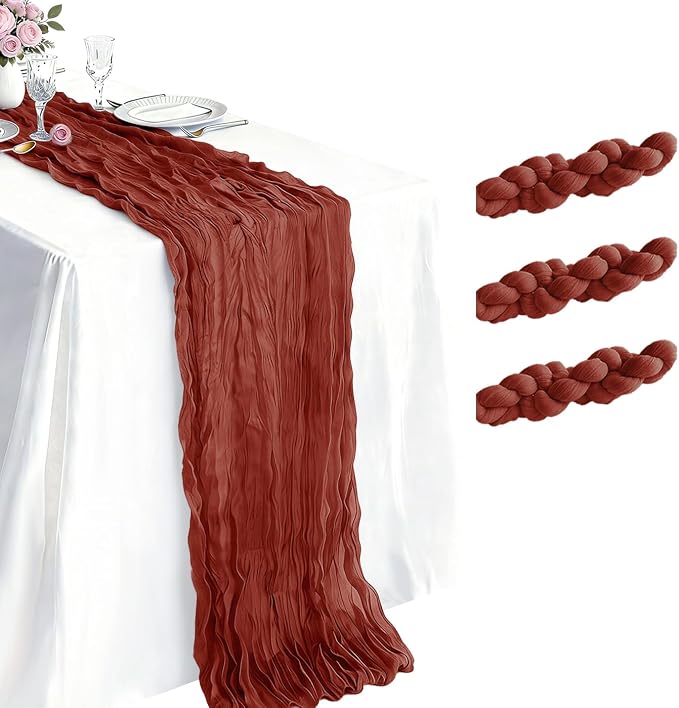 3 Pack Terractta Cheesecloth Table Runner 21 x 120 Inch Boho Gauze Sheer Table by Unknown