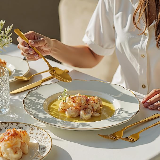 18/10 Flatware set for 12, 60 Piece Gold Stainless Steel Silverware Set | - Image 7