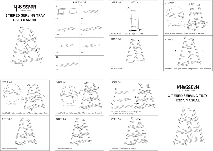 YHOSSEUN 3 Tier Serving Tray Tiered Tray Stand, 10+12+14 Inch, Large Serving - Image 8