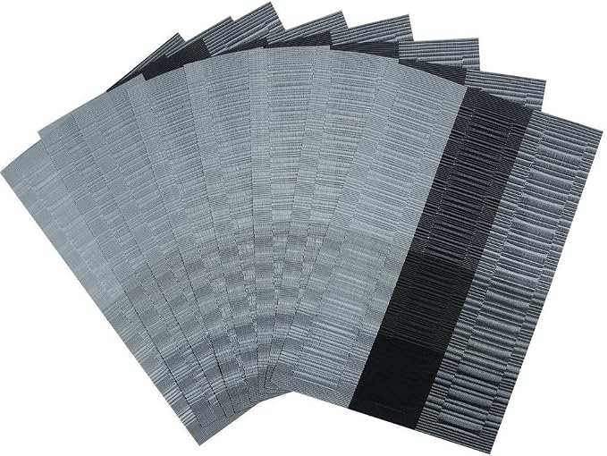 SHACOS Woven Vinyl Placemats for Dining Table Set of 6 Non Slip PVC Bamboo - Image 4