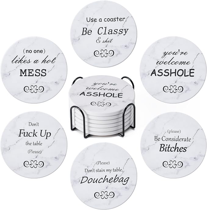 6Pcs Absorbent Coasters Set by Hoewina