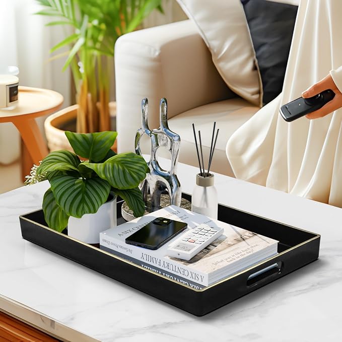 Black Decorative Tray for Coffee Table, Serving Tray - Image 6