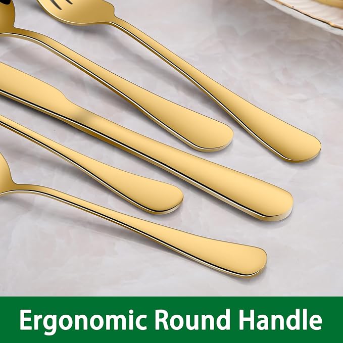 16-Piece Gold 8 Inches Stainless Steel Dinner Forks Set, Durable Mirror - Image 5