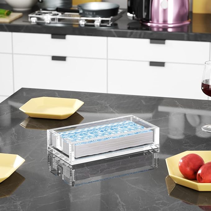Acrylic Napkin Holder for Bathroom, Guest Towel Holder Tray（Clear） | 8mm Thick - Image 5