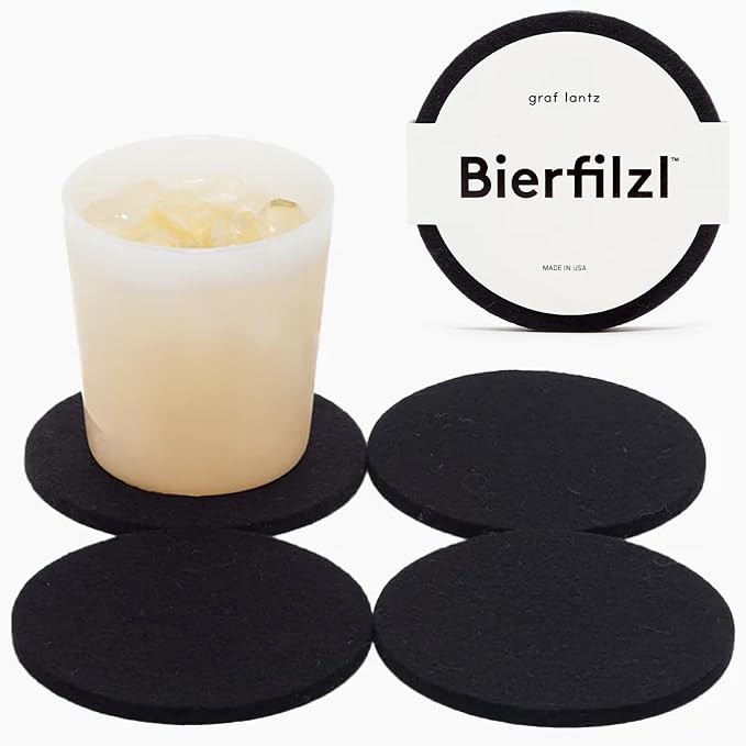 Graf Lantz - Bierfilzl Merino Wool Round Coasters Set of 4 - Black - Absorbs by GrafLantz