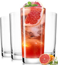 Drinking Water Glass Cups Set, Crystal Highball Glasses cups set of 4, 16oz | by LUNAMANTHA