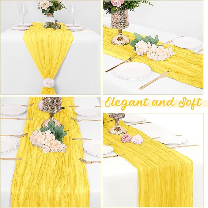 16 Pack Lemon Yellow Cheesecloth Table Runners 20x120 Inch Gauze Table Runner - Image 4