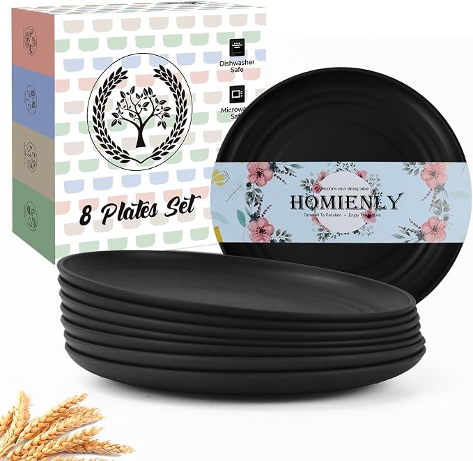 Black Small Plates | 5.7" Unbreakable Melamine Appetizer & Dessert Plates by HOMIENLY