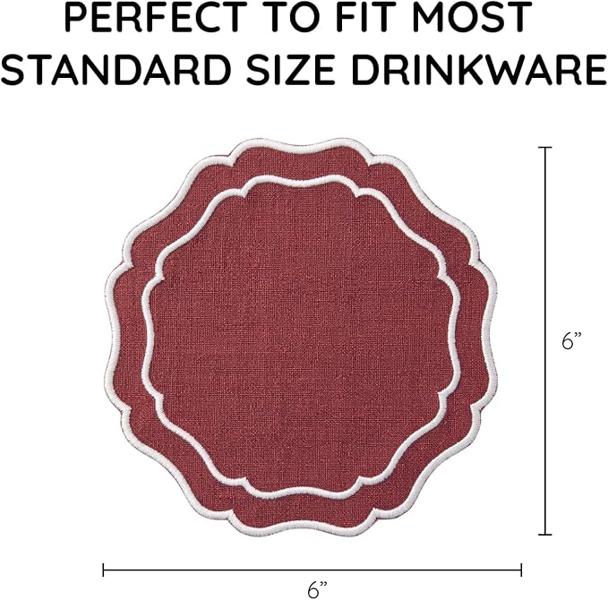 Drink Coasters Set of 6, 6x6 inch, Absorbent Linen Drink Mats - Image 3