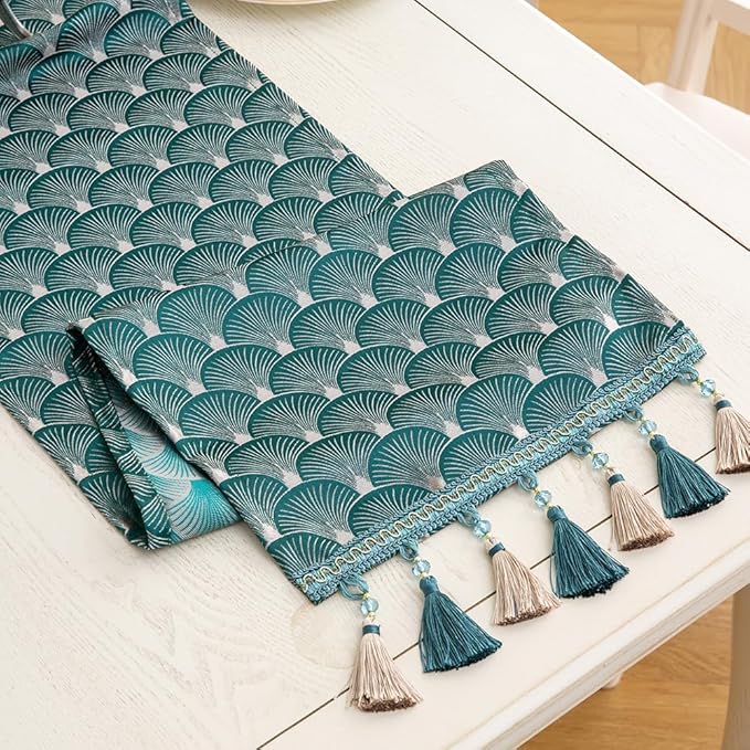Table Runner, Vintage Luxury Embroidered Floral Jacquard Damask Fabric by BohoSytleDecorativeforLivingRoom