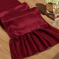 2 Pack Burgundy Satin Table Runner 12 x 72 Inch | Ruffle Design, Luxurious by Unknown