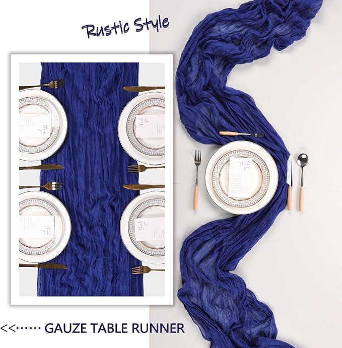 10 Pack 17 x 108 Inch Royal Blue Table Runner Cheesecloth | Gauze Cheese Cloth - Image 6