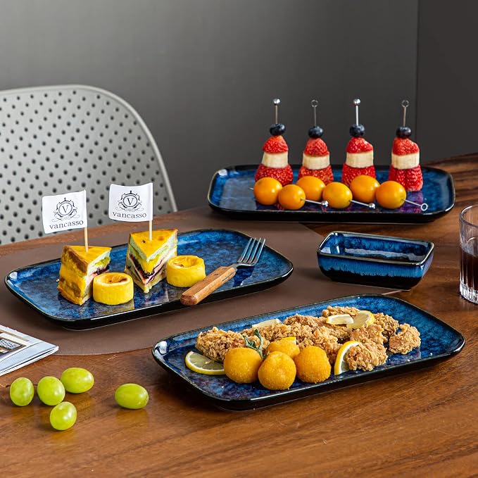 vancasso Stern Serving Platters Set of 4, 11 Inches Rectangular Ceramic Serving - Image 7