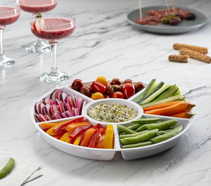 Plasticpro 6 Sectional Round Plastic Serving Tray/Platter - Image 3