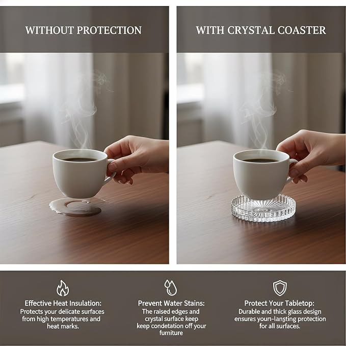 Coasters Set of 6 for Drinks, 3.8 Inch Large Coasters for Coffee Table - Image 5