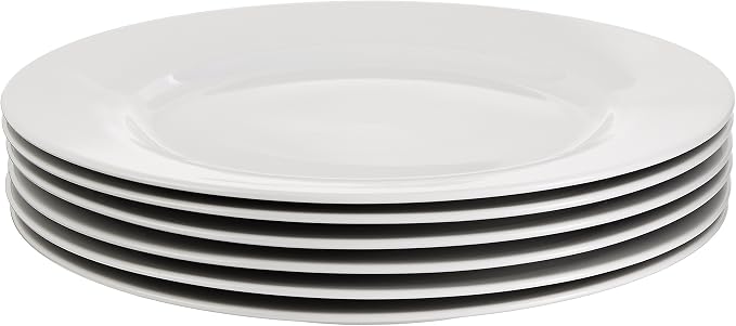 Amazon Basics 6-Piece White Dinner Plate Set, Microwave and Dishwasher Safe - Image 4
