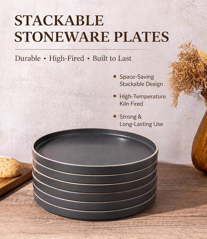 LERATIO Ceramic Dinner Plates Set of 6, 10.25 inch Large ceramic plates | - Image 5