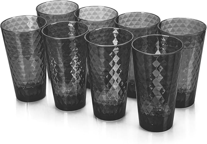 BPA-Free Plastic Tumblers 8 Pack | Reusable Dishwasher Safe | Stackable by AKMQYM