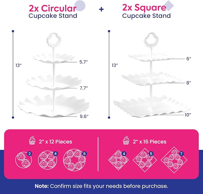 10Pcs Dessert Table Display Set, 3 Tiered Cupcake Stand, Cupcake Holder & Cake - Image 4