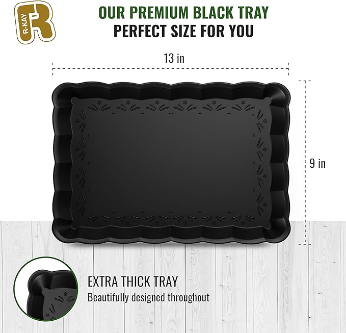 6 Pack Black Plastic Serving Trays - Image 4