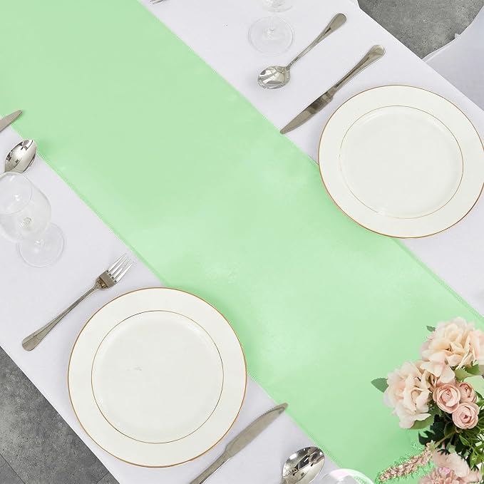 4-Pack Mint Green Satin Table Runner 12 x 108 Inch Long Fuchsia Bright and - Image 4