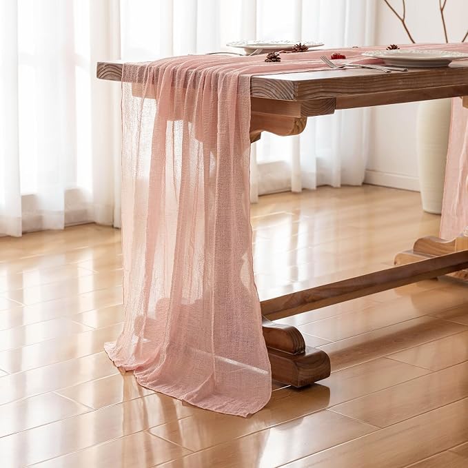 Pink Cheesecloth Table Runner 120 Inches - Image 4