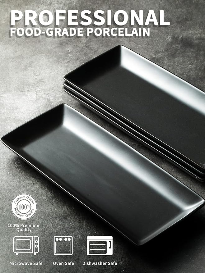 LAUCHUH Serving Platters, Porcelain Rectangular Serving Plates, 14 inches | - Image 2