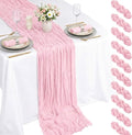 10 Pack Light Pink Cheesecloth Table Runner 22X120 Inch Boho Gauze Table Runner by Fwxdbwyl