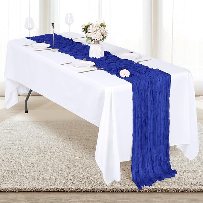 12 Pack Royal Blue Cheesecloth Table Runner 17x108 Inch Semi Sheer Boho Gauze - Image 3