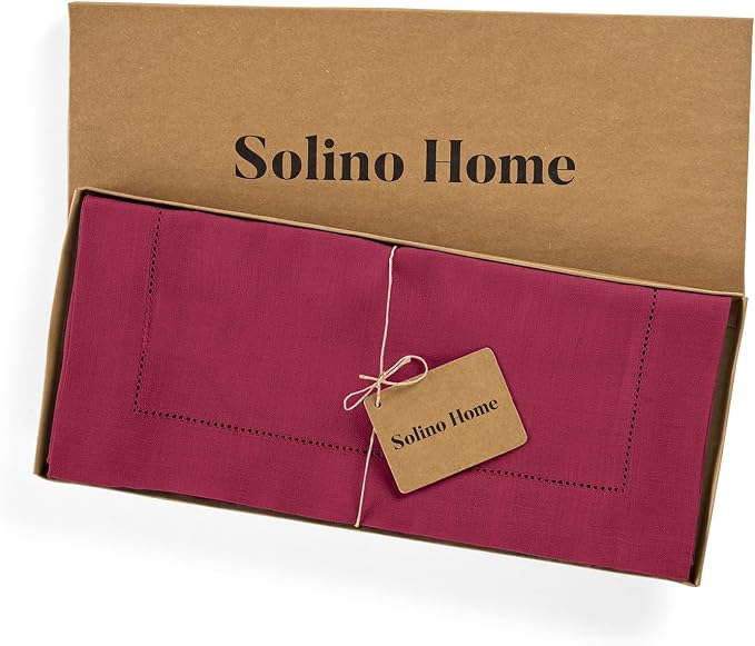 Solino Home 100% Pure Linen Table Runner Beet, Classic Hemstitch 14 x 72 in | - Image 5