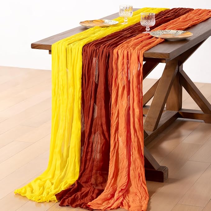 Cheesecloth Table Runner Fall Boho 3pcs Mix and Match Wedding Decor | by Socomi
