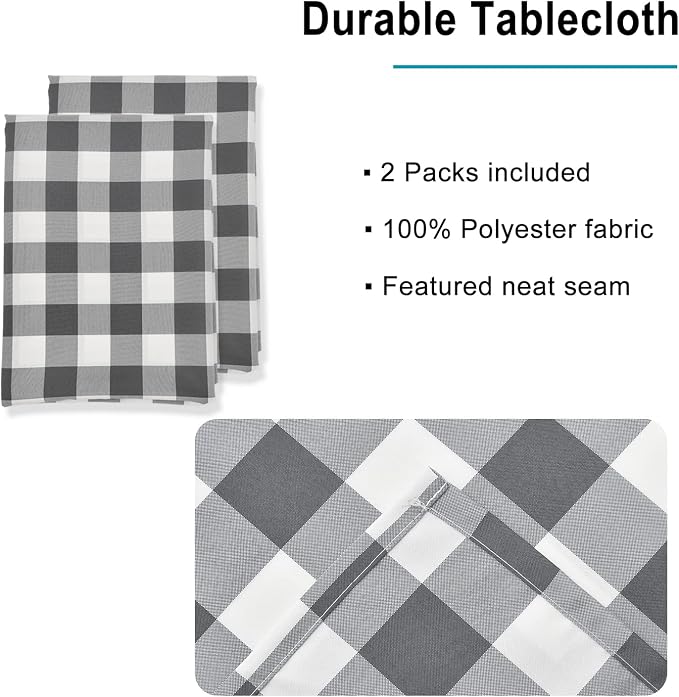 Buffalo Plaid Tablecloth, 2 Pack, 54 x 80 inch, Stain and Wrinkle Resistant - Image 3
