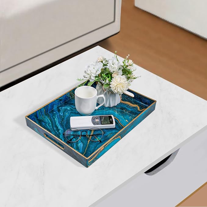 Blue Serving Trays, Plastic Rectangular Serving Tray - Image 6