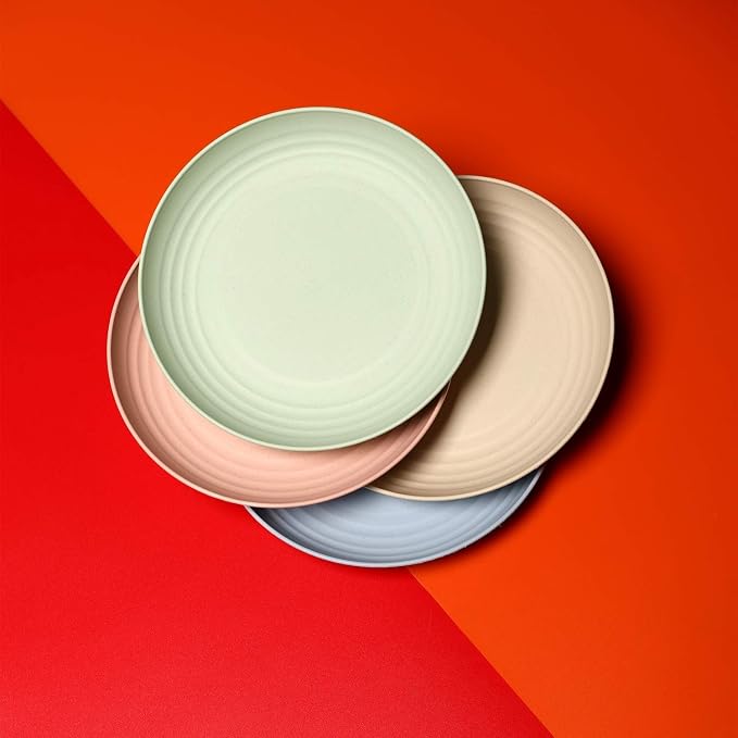 CAMBUY Wheat Straw Plates 4 Pack 10 Inch Extra Large Plate Set | Unbreakable - Image 9