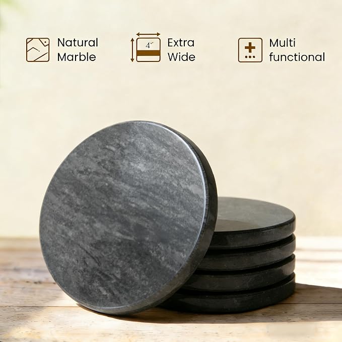 Natural Marble Coasters, Round Costers, Luxury Aesthetic Modern Decor - Image 2