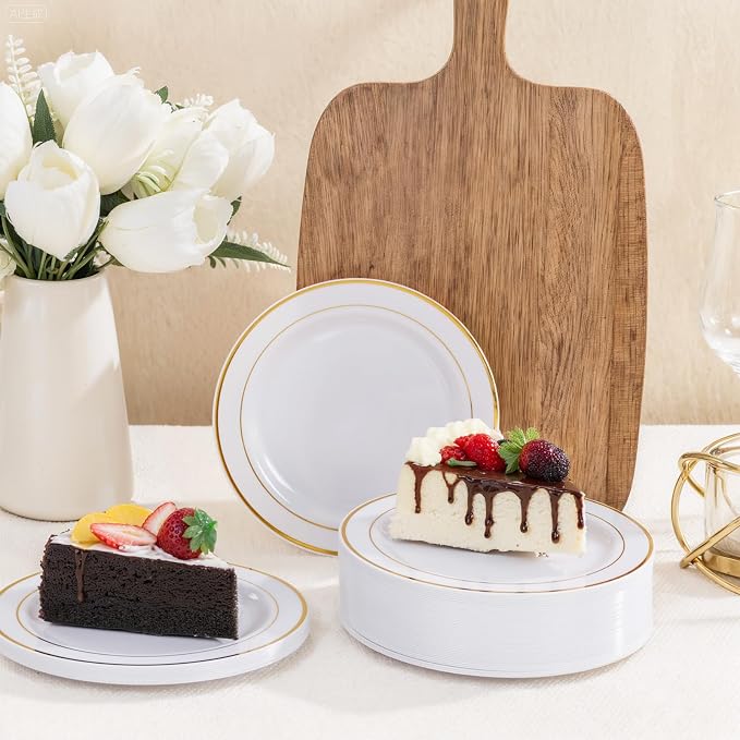 bUCLA 200PCS Gold Plastic Plates - Image 5