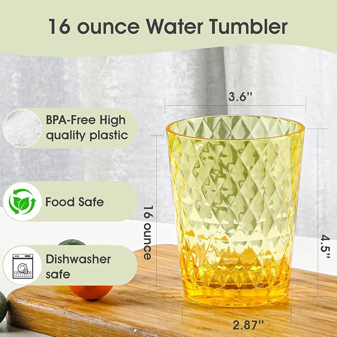 BPA-Free Plastic Tumblers 6 Pack | Reusable Dishwasher Safe | Stackable - Image 2