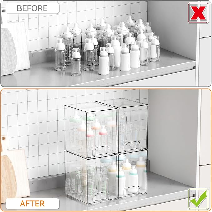 7.6" H Baby Bottle Organizer for Cabinet, 4 Pack BPA FREE Bottle Storage - Image 4