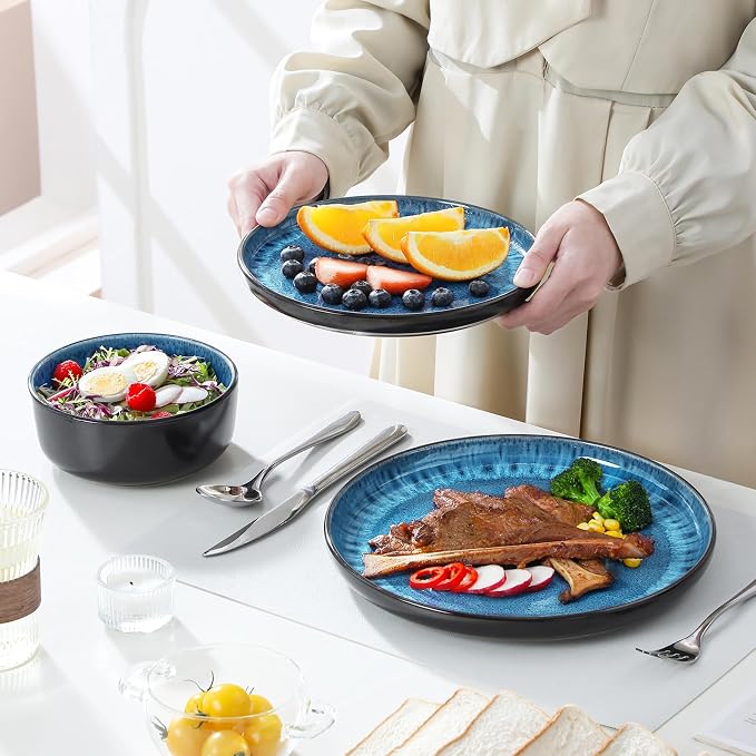 vancasso PLAYA Plates and Bowls Sets, 24 Pieces Blue Dinnerware Sets - Image 6