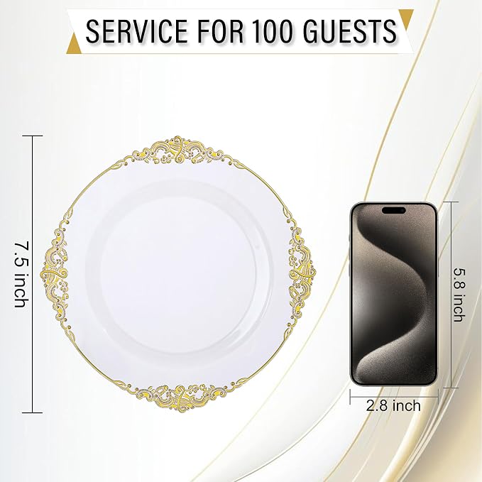 Nervure 100Pcs 7.5'' Clear Plastic Plates, Disposable Plates - Image 8