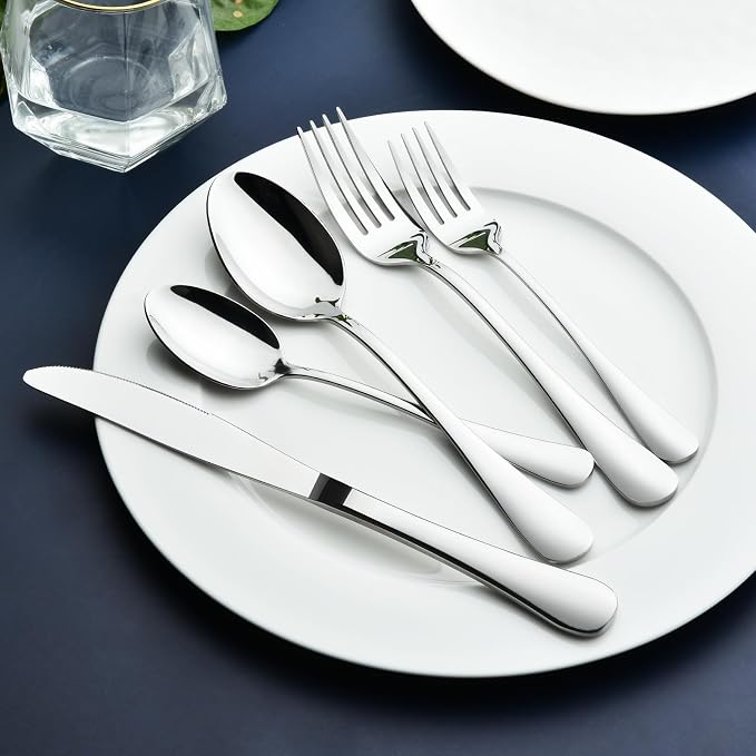 Silverware Set for 6, 30 Piece Stainless Steel Flatware Utensils Cutlery Set | - Image 3
