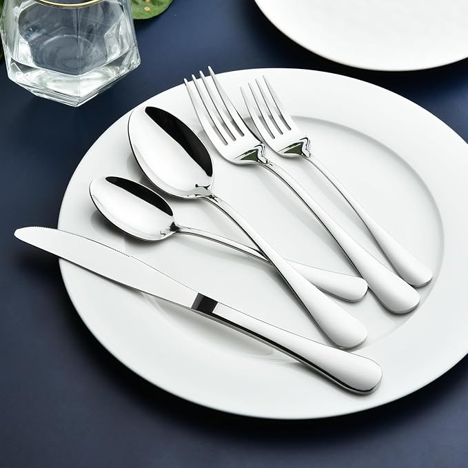 Silverware Set for 8, 40 Piece Stainless Steel Flatware Utensil Cutlery Set | - Image 3