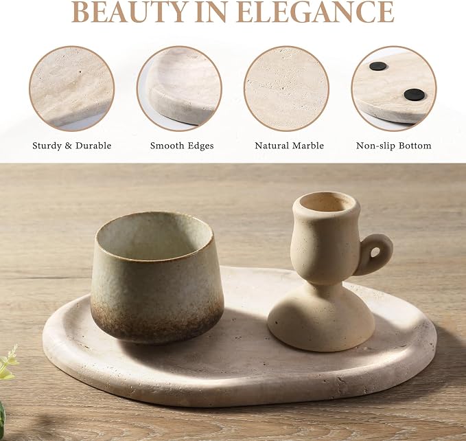 Luxurious Natural Marble Vanity Tray, Cloud Shape Serving Stone Key Tray - Image 2