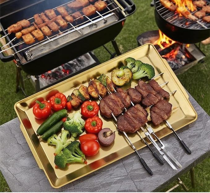 15.8" x 9.5" Large Serving Platters, Stainless Steel Heavy-Duty Large Serving - Image 4