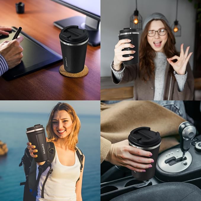 4 Pack Travel Coffee Mug 12oz Insulated Coffee Cup - Image 7