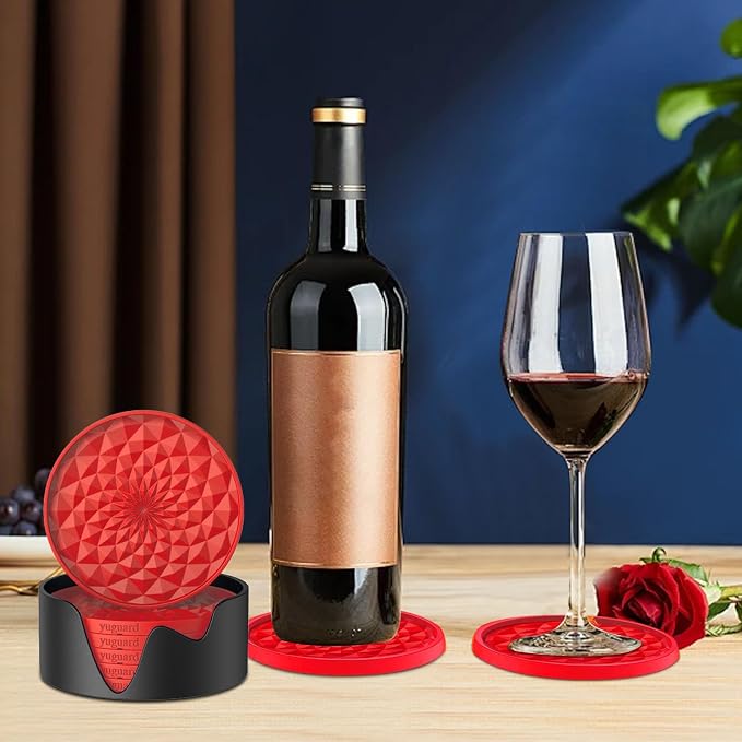 Cup Coasters Set of 6 with Holders Drink Coasters, Table Cup Mat, - Image 7