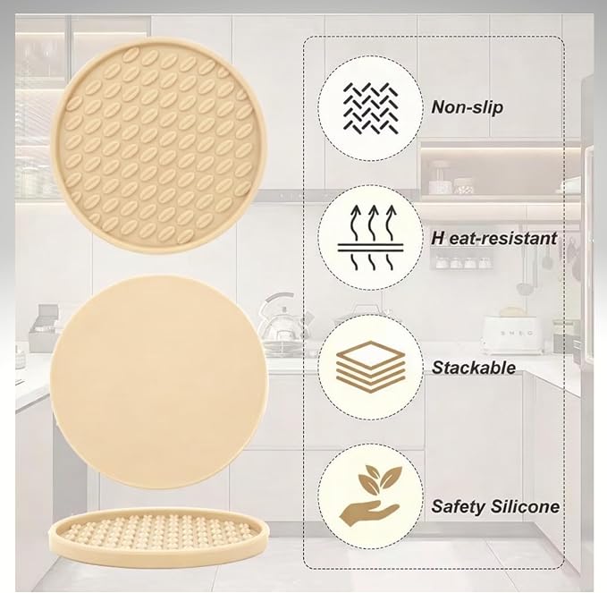 Soft, Shockproof & Safe – Unique 3‑Style Silicone Rubber Coasters Set - Image 7