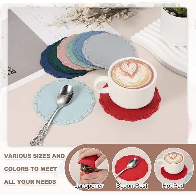 uxcell Set of 4 Round Silicone Coaster - Image 3